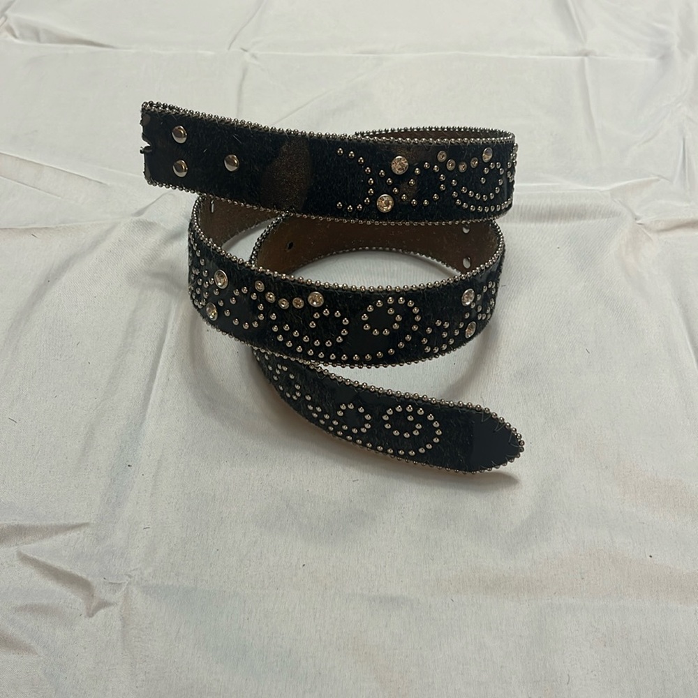 Ladies Nocona Cowhide Rhinestone Black Belt Size M